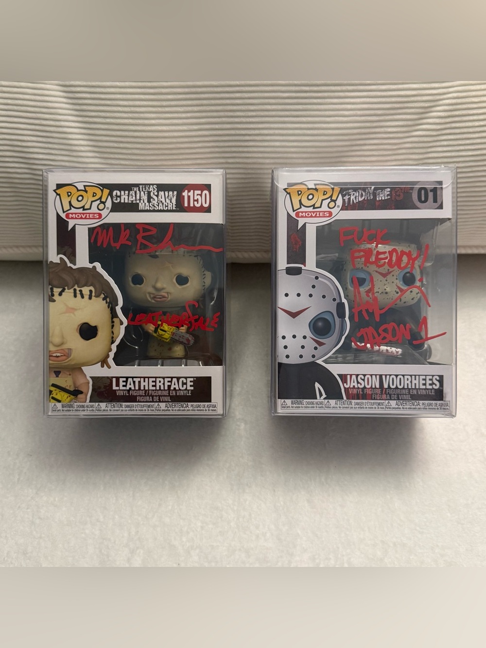 Ari Lehman Jason Voorhees & Mark Burnham Leatherface Signed Funko Pop Lot JSA